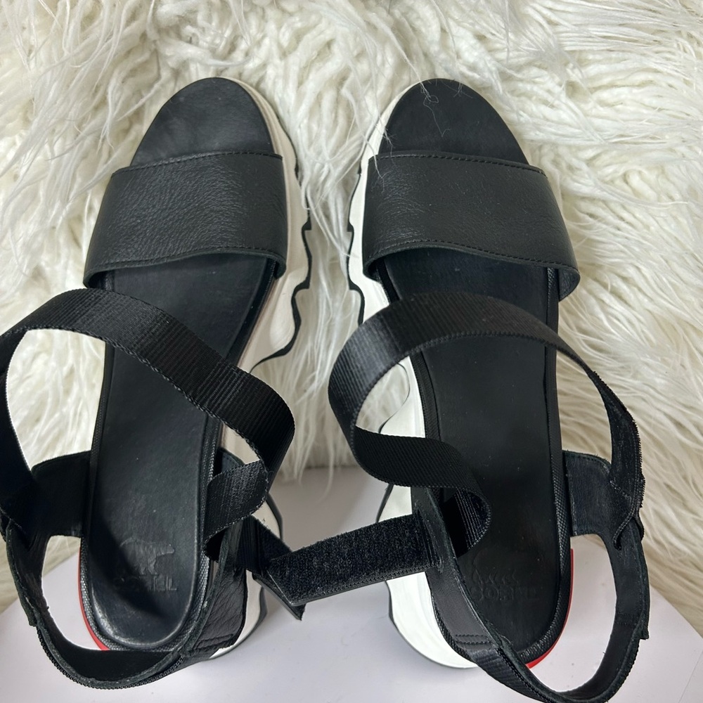 Sorel Black and White Kinetic Sandals - Picture 9 of 10